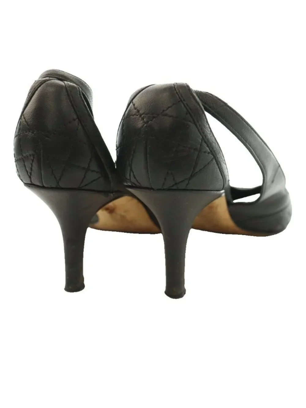 Dior Cannage Pumps Quilted Motif Black SS Heel 35.5